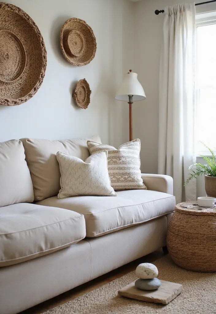 15 Organic Modern Living Room Ideas That Blend Natural Warmth & Sleek Style - 11. Natural Element Accents