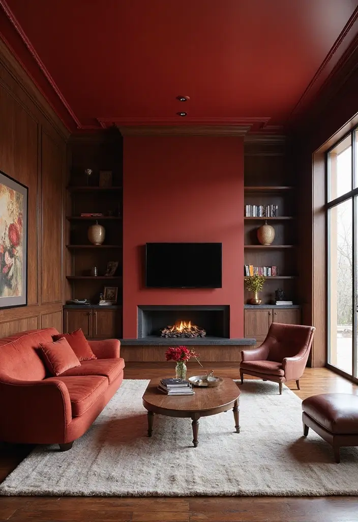 19 Dark Cherry Red Decor Ideas That Feel Seductive & Bold - 19. Statement Ceilings in Dark Cherry