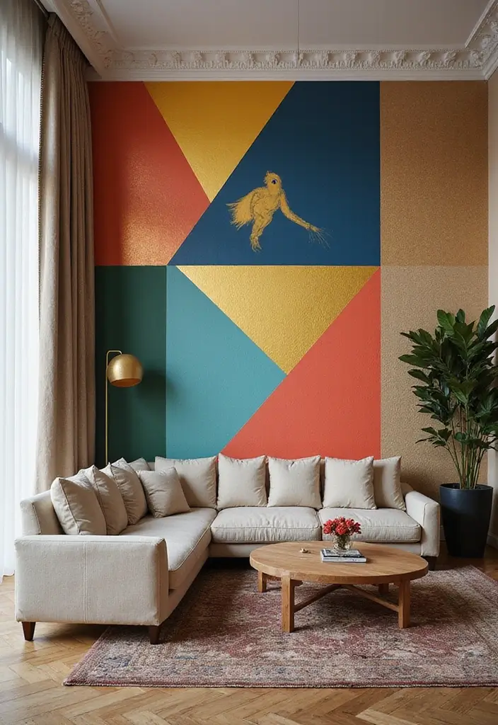 11 Hand-Painted Wall Pattern Ideas That Transform Any Space With Artful Charm - 1. Geometric Gold Accents