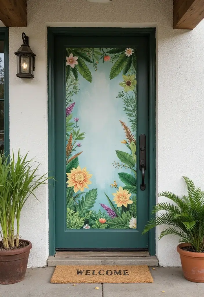 17 Door Mural Ideas That’ll Instantly Transform Your Entryway (Just Wait Until You See #6!) - 1. Botanical Bliss