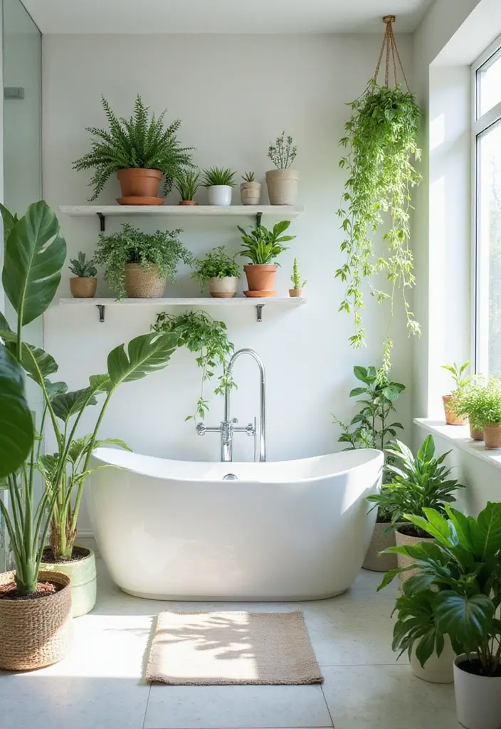 15 Spa-Like Bathroom Decor Ideas That Turn Your Home Into a Relaxing Retreat - 4. Greenery for Freshness