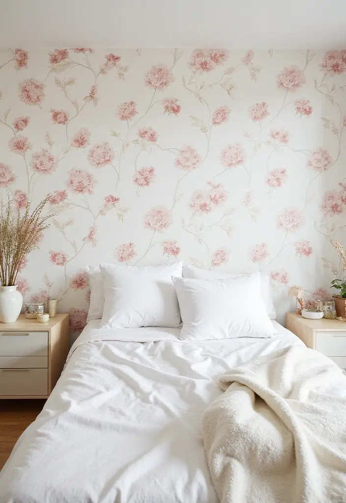 11 Floral Bedroom Wallpaper Ideas That Bloom With Personality and Charm - 9. Minimalist Floral