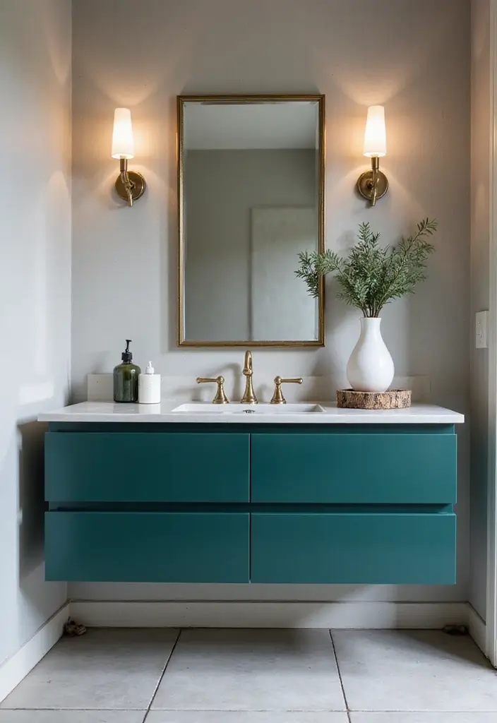 8 Floating Bathroom Vanity Ideas That Merge Modern Style & Space-Saving Design - 3. Bold and Beautiful