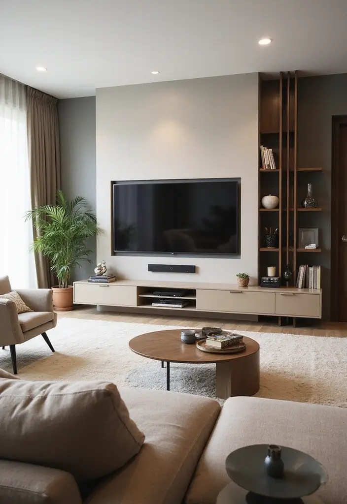 15 Organic Modern Living Room Ideas That Blend Natural Warmth & Sleek Style - 8. Integrated Technology