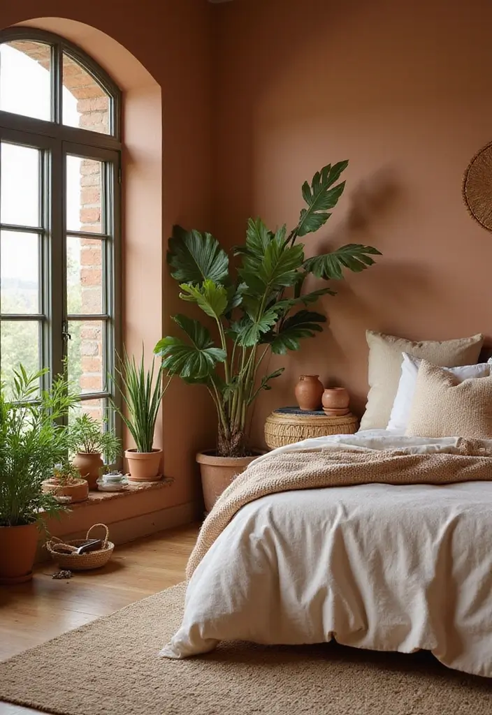 13 Natural Material Bedroom Ideas That Feel Organic & Effortlessly Elegant - 8. Clay and Terracotta Decor