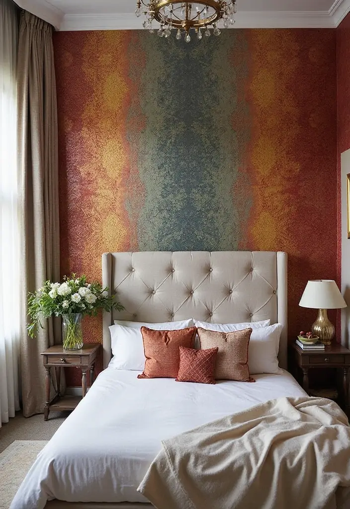 11 Textured Bedroom Wall Ideas That Add Depth & Soul (Wait Until You See #5!) - 2. Vibrant Textured Wallpaper