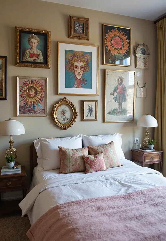 11 Eclectic Glam Bedroom Ideas That Sparkle With Personality & Flair - 3. Whimsical Wall Art