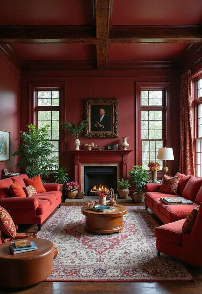 19 Dark Cherry Red Decor Ideas That Feel Seductive & Bold - 12. Eclectic Furniture Choices