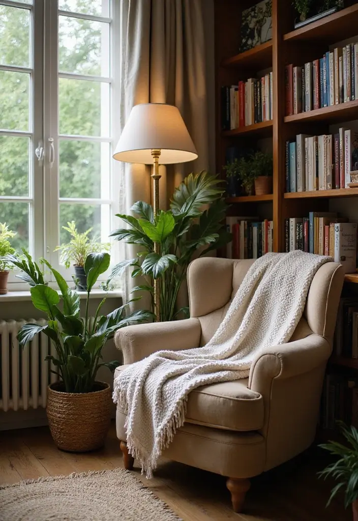 15 Organic Modern Living Room Ideas That Blend Natural Warmth & Sleek Style - 12. Cozy Nooks