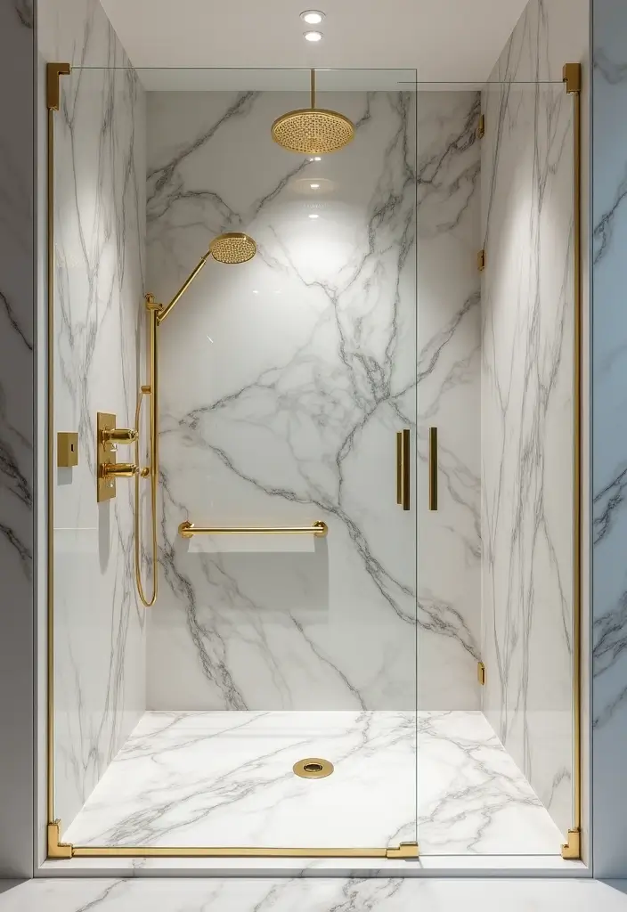 21 Walk-In Showers That Instantly Upgrade Any Bathroom - 5. Luxurious Marble