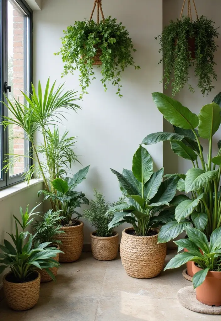 15 Organic Modern Living Room Ideas That Blend Natural Warmth & Sleek Style - 4. Statement Plants