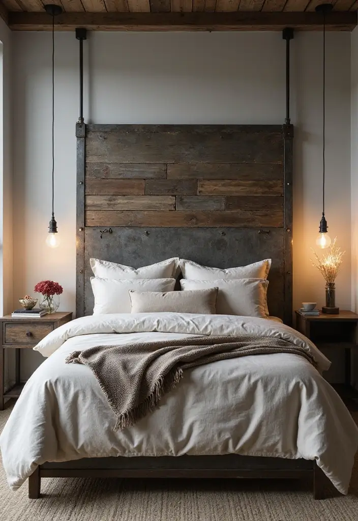 13 Statement Headboard Ideas That Instantly Transform Any Bedroom - 7. Industrial Edge