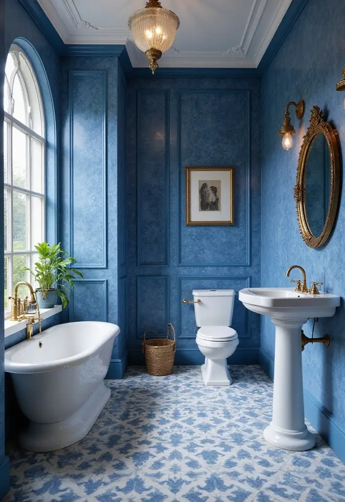 25 Bold Bathroom Color Ideas That Drench Your Space in Vibrance & Personality - 17. Stunning Sapphire