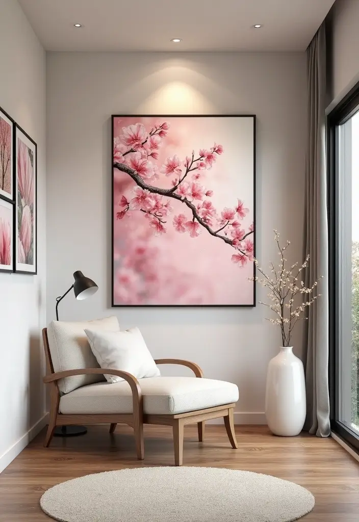 17 Cherry Vibe Decor Ideas You’ll Fall in Love With - 1. Cherry Blossom Wall Art