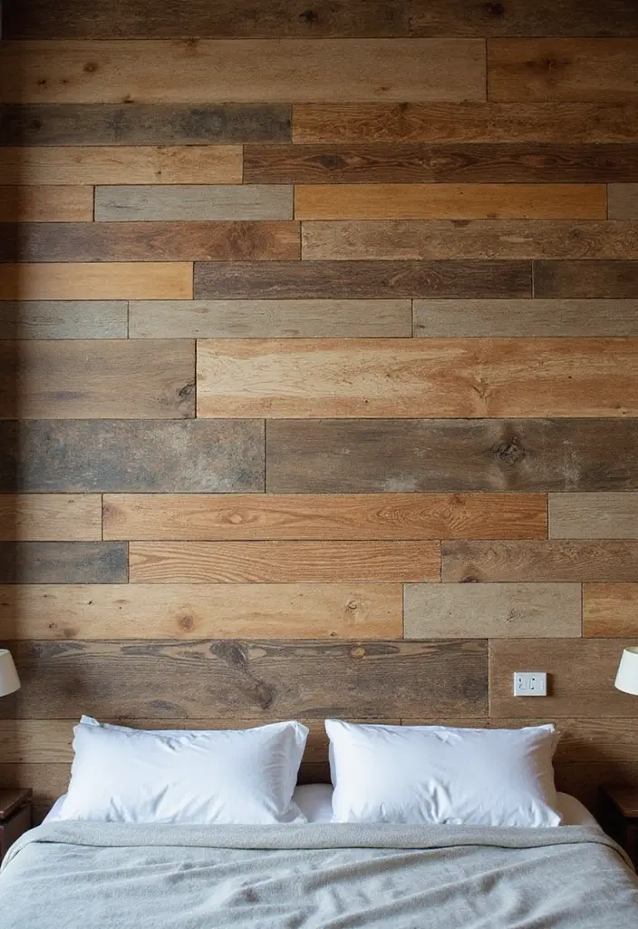 11 Textured Bedroom Wall Ideas That Add Depth & Soul (Wait Until You See #5!) - 1. Rustic Reclaimed Wood Panels