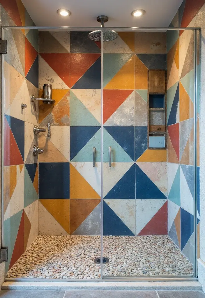 21 Walk-In Showers That Instantly Upgrade Any Bathroom - 9. Geometric Design