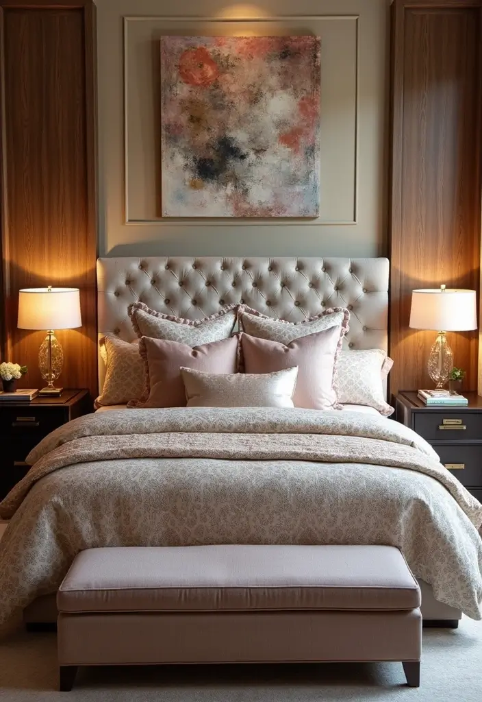 11 Eclectic Glam Bedroom Ideas That Sparkle With Personality & Flair - 6. Luxe Bedding