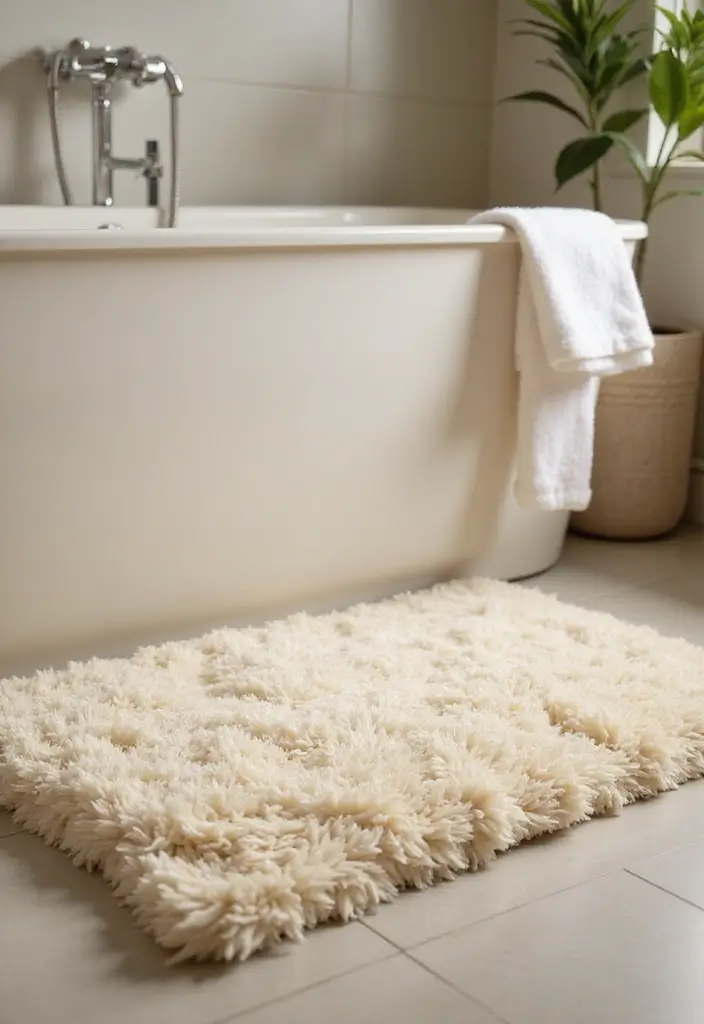 15 Spa-Like Bathroom Decor Ideas That Turn Your Home Into a Relaxing Retreat - 8. Cozy Bath Mats