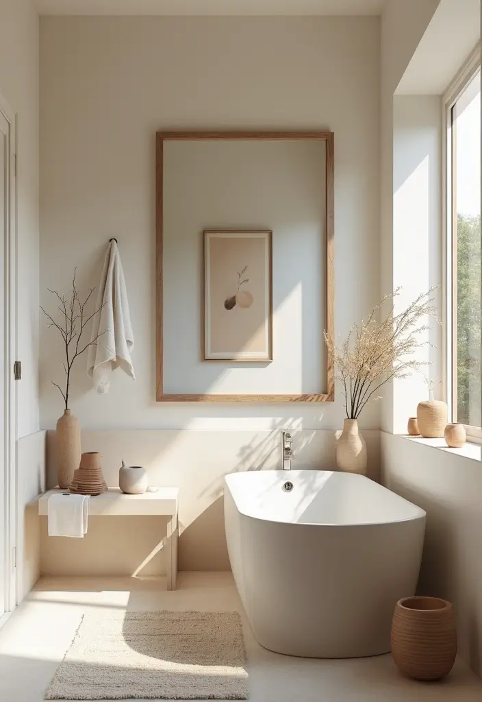 15 Japandi Bathroom Style Ideas That Transforms Your Space Into Pure Calm - 9. Artistic Touches