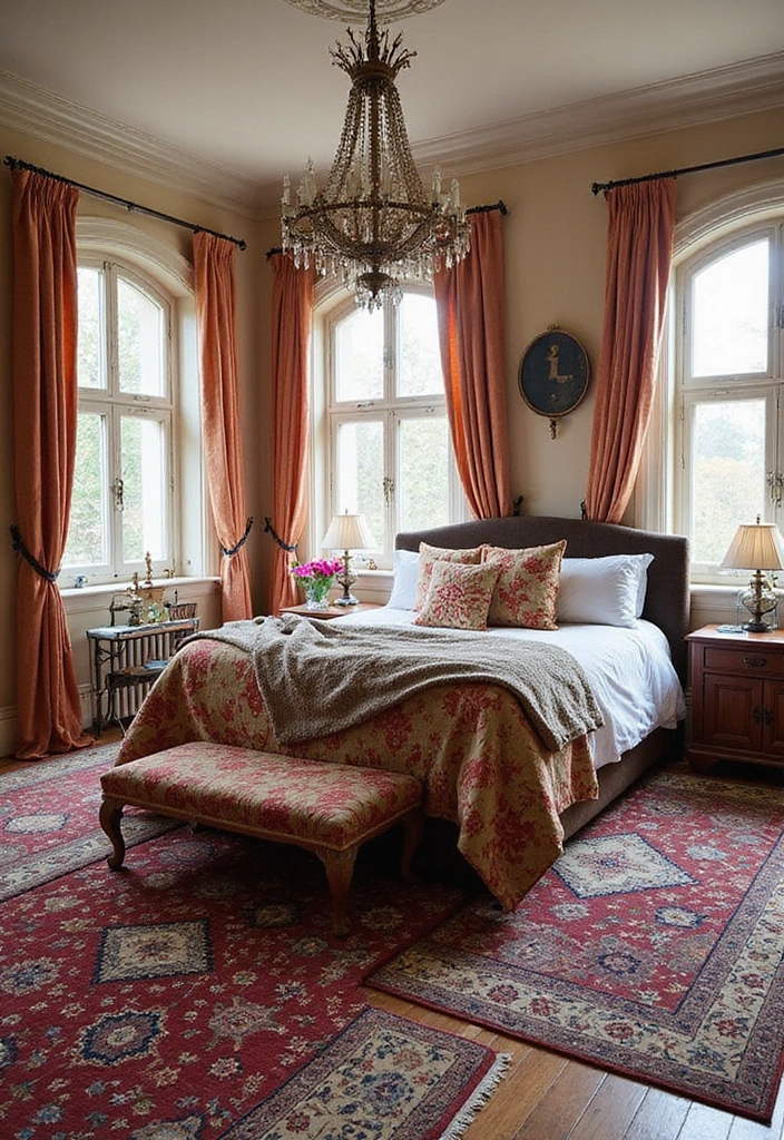 11 Eclectic Glam Bedroom Ideas That Sparkle With Personality & Flair - 8. Playful Rugs