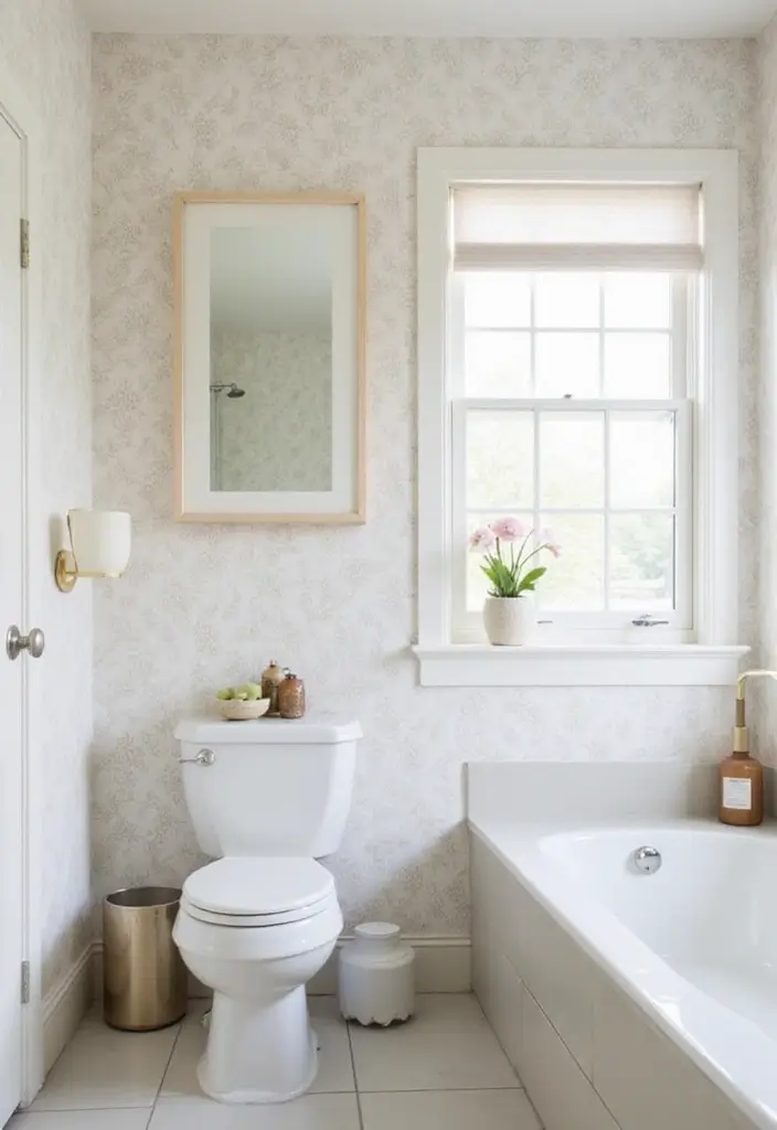 10 Stunning Bathroom Makeovers with Peel and Stick Wallpaper (You Won't Believe the Before Pictures!) - 3. Chic Minimalism: Subtle Elegance