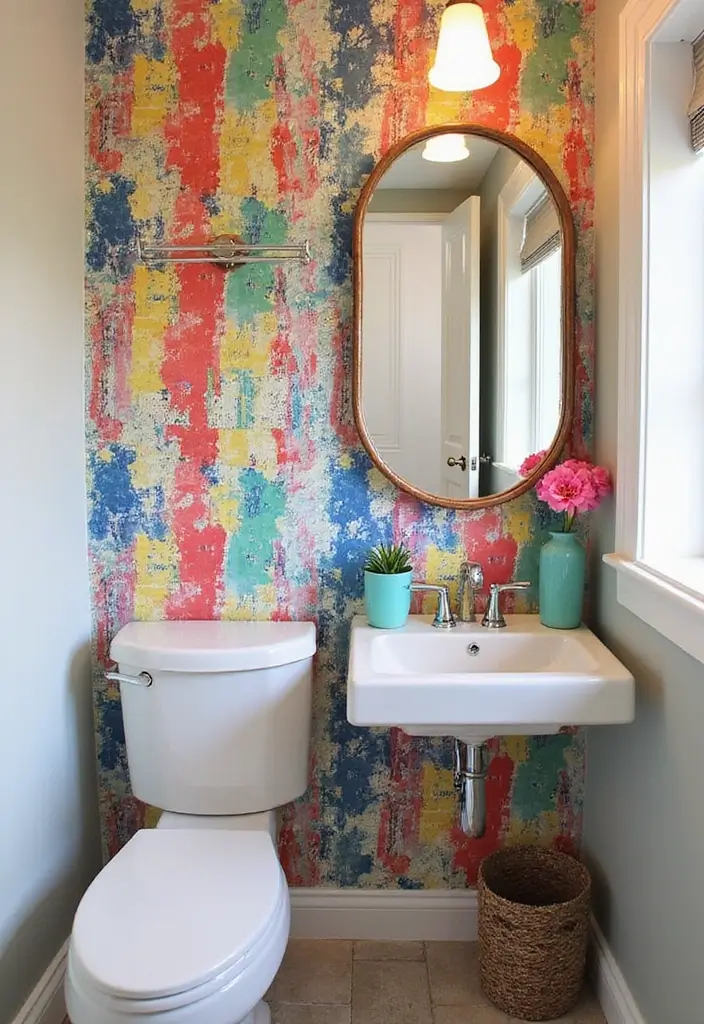 10 Stunning Bathroom Makeovers with Peel and Stick Wallpaper (You Won't Believe the Before Pictures!) - 8. Artsy Flair: Unique Patterns