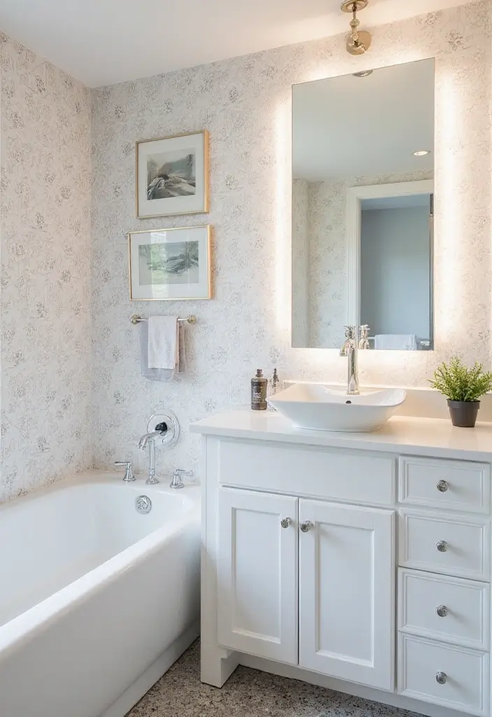 10 Stunning Bathroom Makeovers with Peel and Stick Wallpaper (You Won't Believe the Before Pictures!) - 9. Modern Geometric: Clean Lines