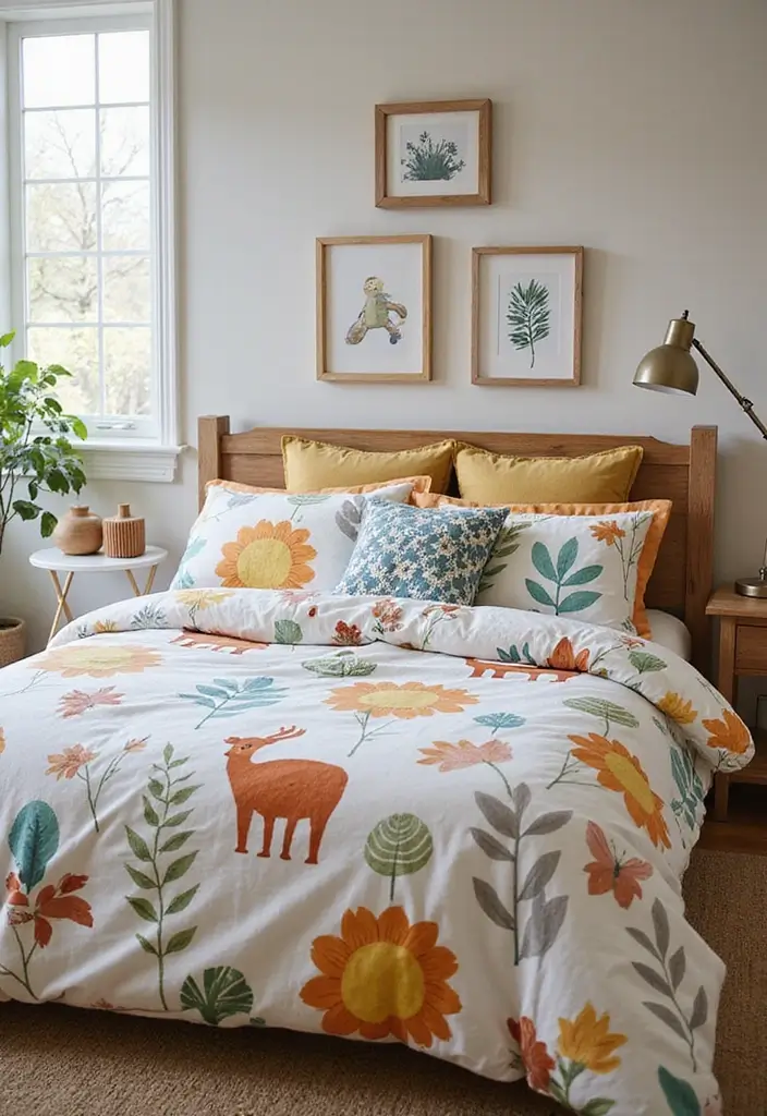 11 Biophilic Kids Room Ideas That Blend Nature, Calm & Playful Charm (Wait Until #5!) - 3. Nature-Themed Bedding