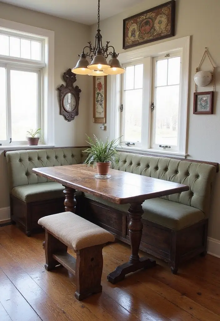 13 Banquette Storage Bench Ideas That Maximize Space & Style (Wait Until #6!) - 10. Vintage Charm
