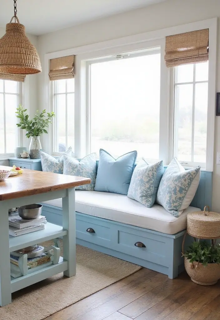 13 Banquette Storage Bench Ideas That Maximize Space & Style (Wait Until #6!) - 7. Coastal Retreat