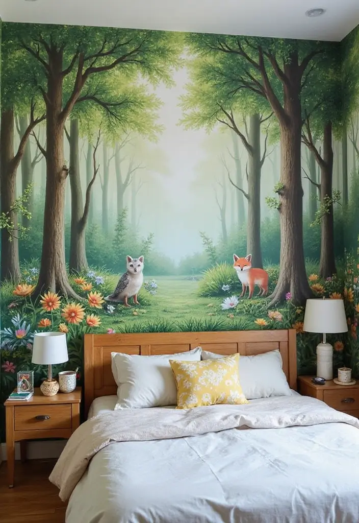 13 Hand-Painted Kids Room Mural Ideas That Spark Imagination & Whimsy (Don’t Miss #7!) - 1. Enchanted Forest Adventure