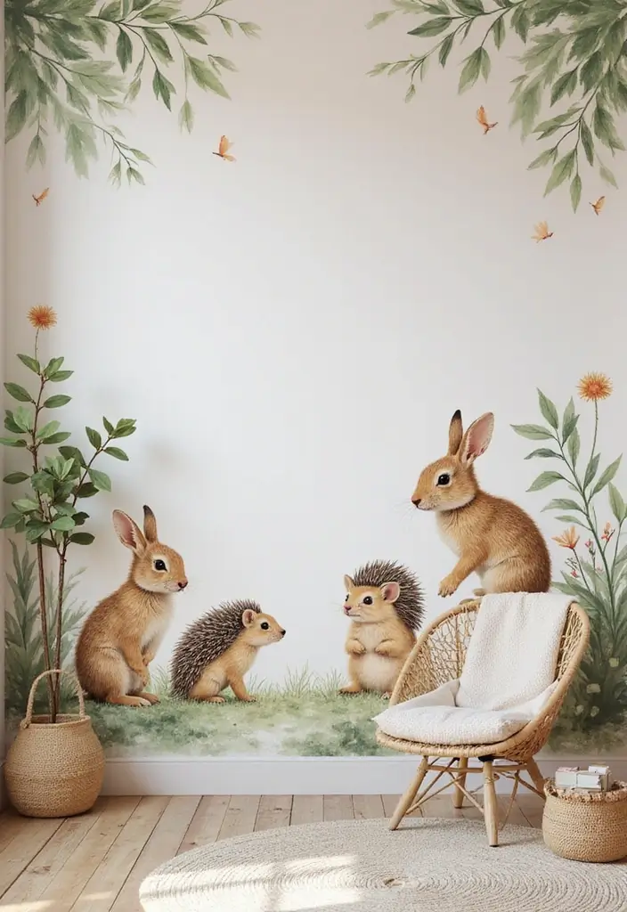 13 Hand-Painted Kids Room Mural Ideas That Spark Imagination & Whimsy (Don’t Miss #7!) - 10. Woodland Creatures