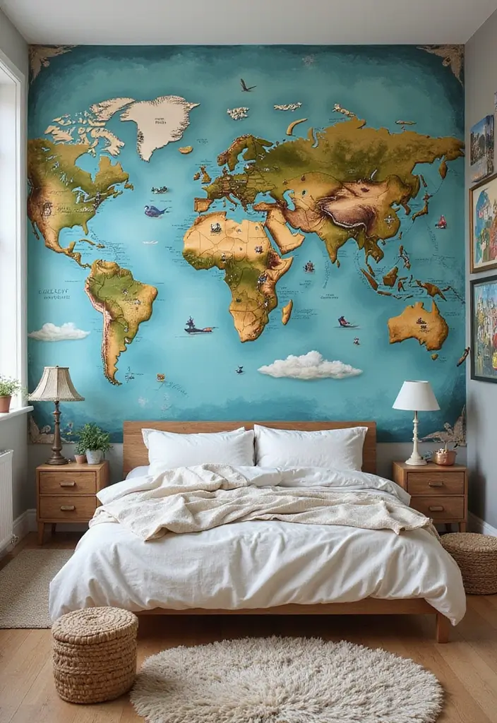 13 Hand-Painted Kids Room Mural Ideas That Spark Imagination & Whimsy (Don’t Miss #7!) - 12. Fantasy World Map