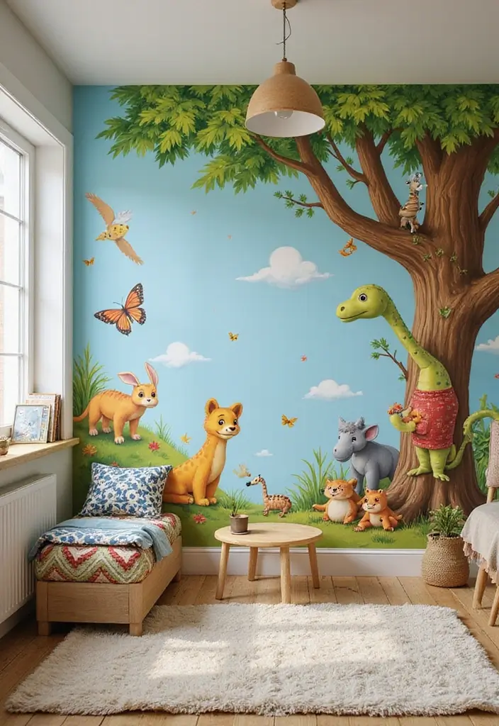 13 Hand-Painted Kids Room Mural Ideas That Spark Imagination & Whimsy (Don’t Miss #7!) - 13. Storybook Characters