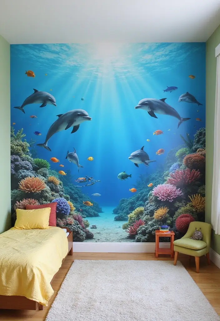 13 Hand-Painted Kids Room Mural Ideas That Spark Imagination & Whimsy (Don’t Miss #7!) - 2. Underwater Wonderland