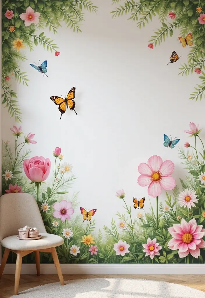 13 Hand-Painted Kids Room Mural Ideas That Spark Imagination & Whimsy (Don’t Miss #7!) - 7. Magical Garden