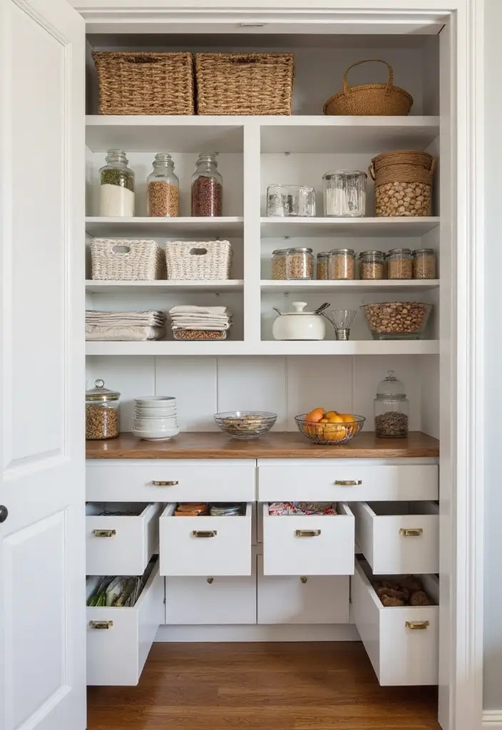 13 Pull-Out Pantry Organizer Ideas That Maximize Storage & Style (Don’t Miss #6!) - 5. Built-In Bin System for Custom Solutions