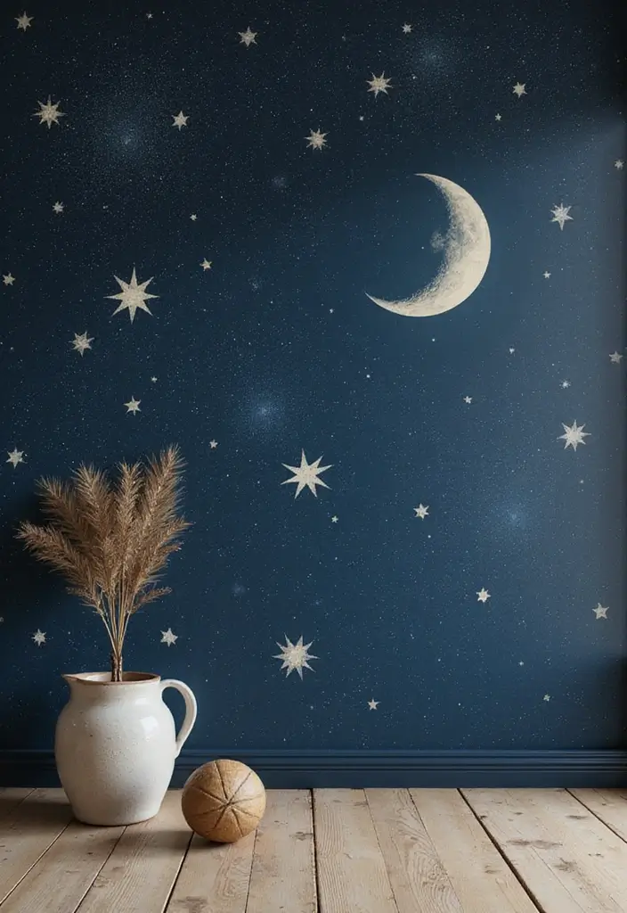 15 Celestial Bedroom Mural Ideas That'll Make You Feel Like You're Sleeping Among the Stars! - 13. Vintage Night Sky