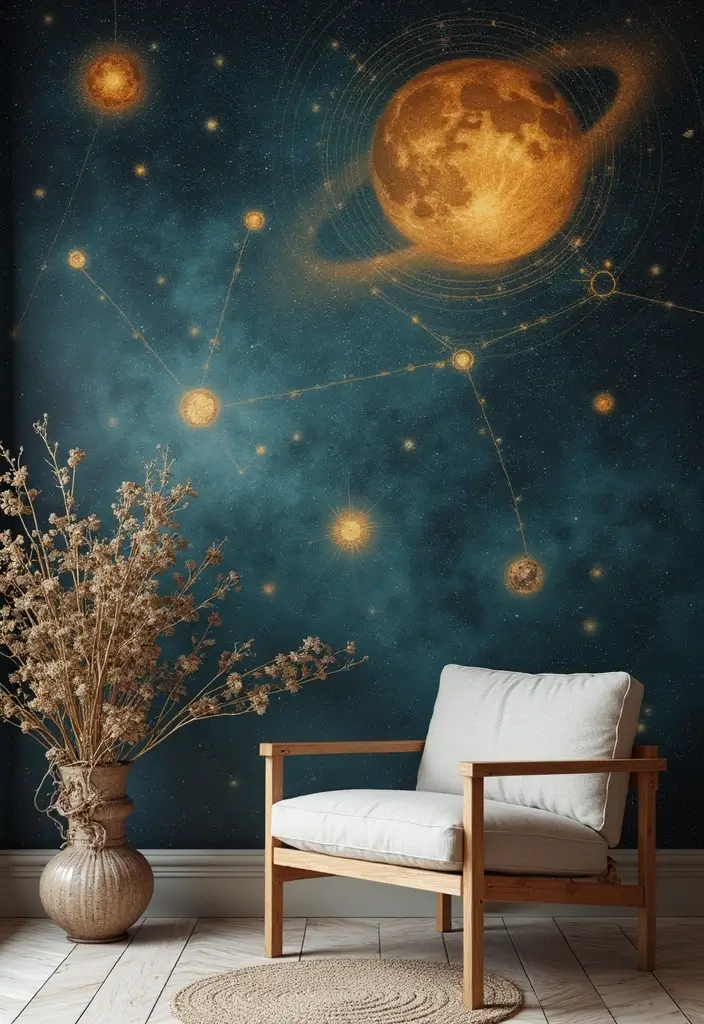 15 Celestial Bedroom Mural Ideas That'll Make You Feel Like You're Sleeping Among the Stars! - 14. Mythological Celestial Themes