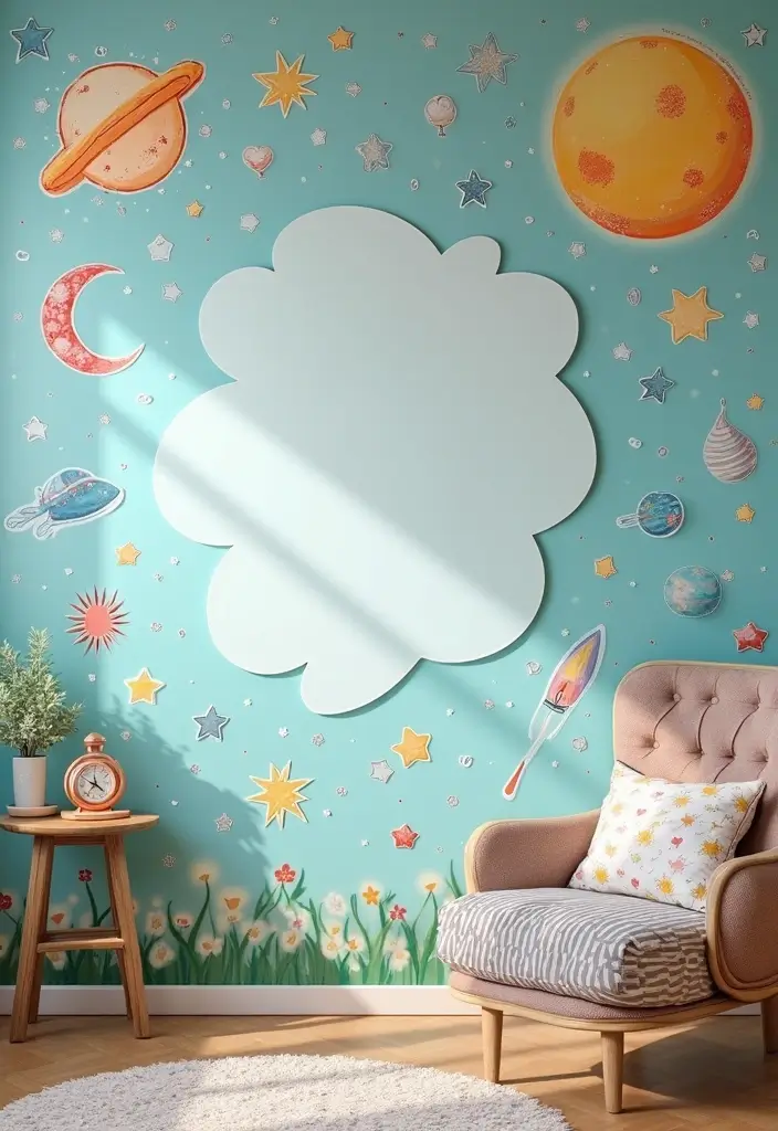 15 Celestial Bedroom Mural Ideas That'll Make You Feel Like You're Sleeping Among the Stars! - 15. Interactive Celestial Mural