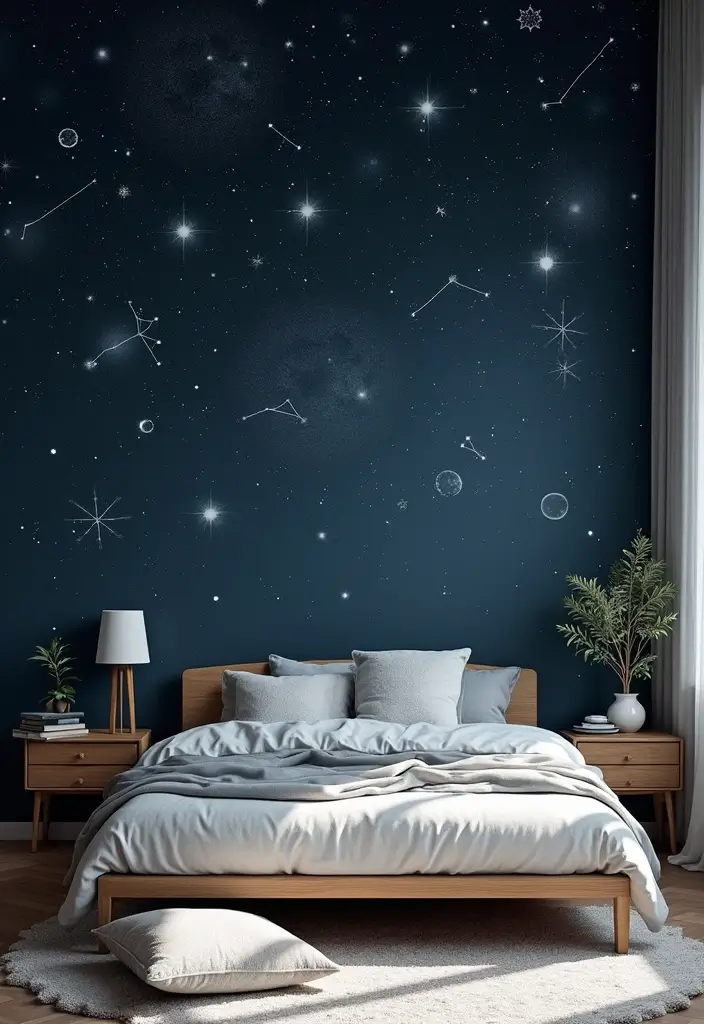 15 Celestial Bedroom Mural Ideas That'll Make You Feel Like You're Sleeping Among the Stars! - 2. Celestial Constellations