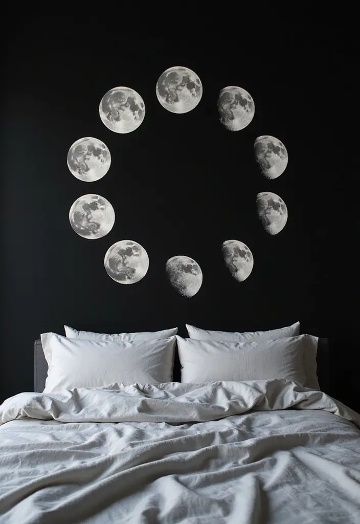 15 Celestial Bedroom Mural Ideas That'll Make You Feel Like You're Sleeping Among the Stars! - 3. Ethereal Moon Phases