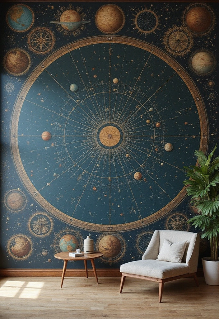15 Celestial Bedroom Mural Ideas That'll Make You Feel Like You're Sleeping Among the Stars! - 9. Celestial Map