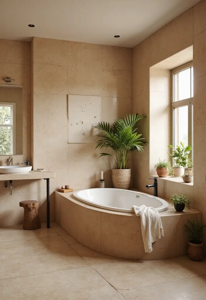 15 Earth Tone Color Drenching Ideas That Wrap Your Space in Cozy Neutrals (See #8 for Inspiration!) - 15. Earthy Bathroom Retreat