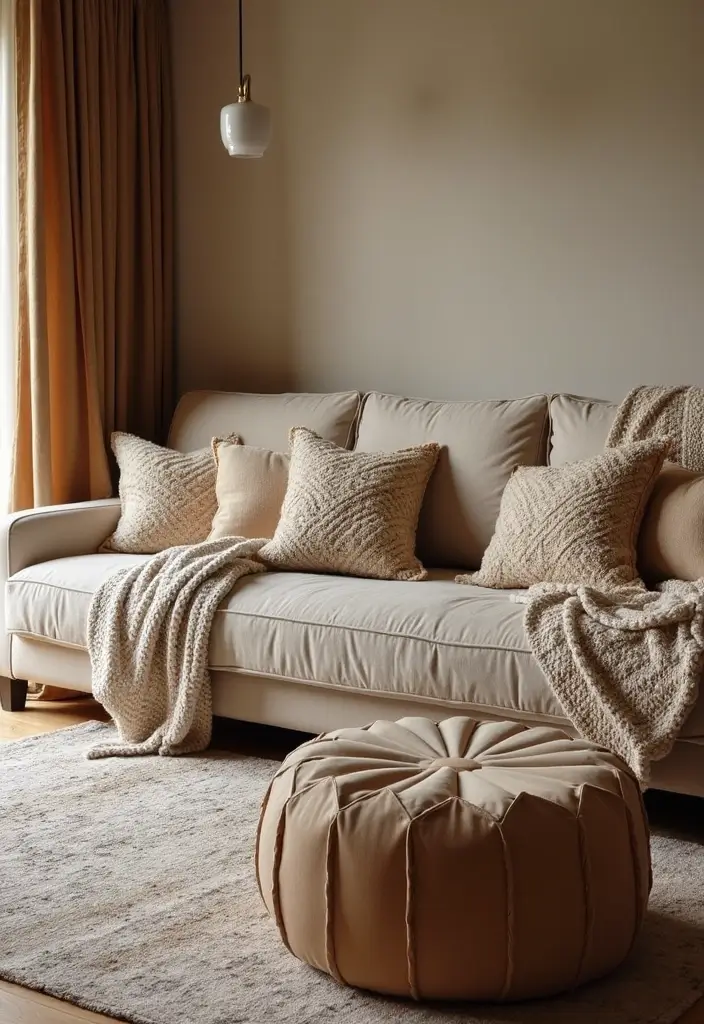 15 Earth Tone Color Drenching Ideas That Wrap Your Space in Cozy Neutrals (See #8 for Inspiration!) - 8. Earthy Textiles for Cozy Comfort