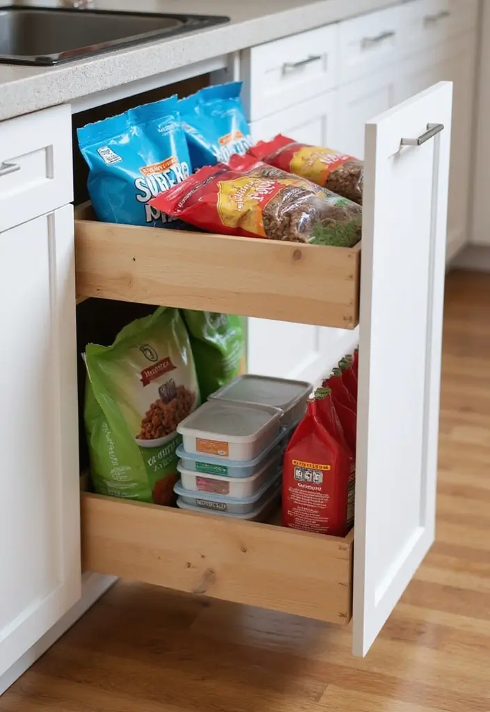 15 Pull-Out Pantry Organizer Ideas That Will Revolutionize Your Kitchen Storage (Don't Miss #10!) - 13. Pet Food Pull-Outs