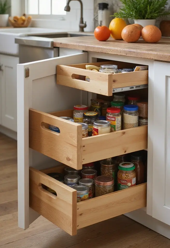 15 Pull-Out Pantry Organizer Ideas That Will Revolutionize Your Kitchen Storage (Don't Miss #10!) - 9. Stacking Pull-Out Drawers