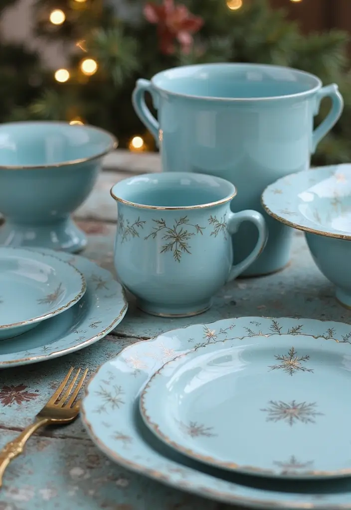 21 Dusty Blue Fall Tablescape Ideas That Will Reimagine Your Holiday Dinner - 11. Vintage Dishware