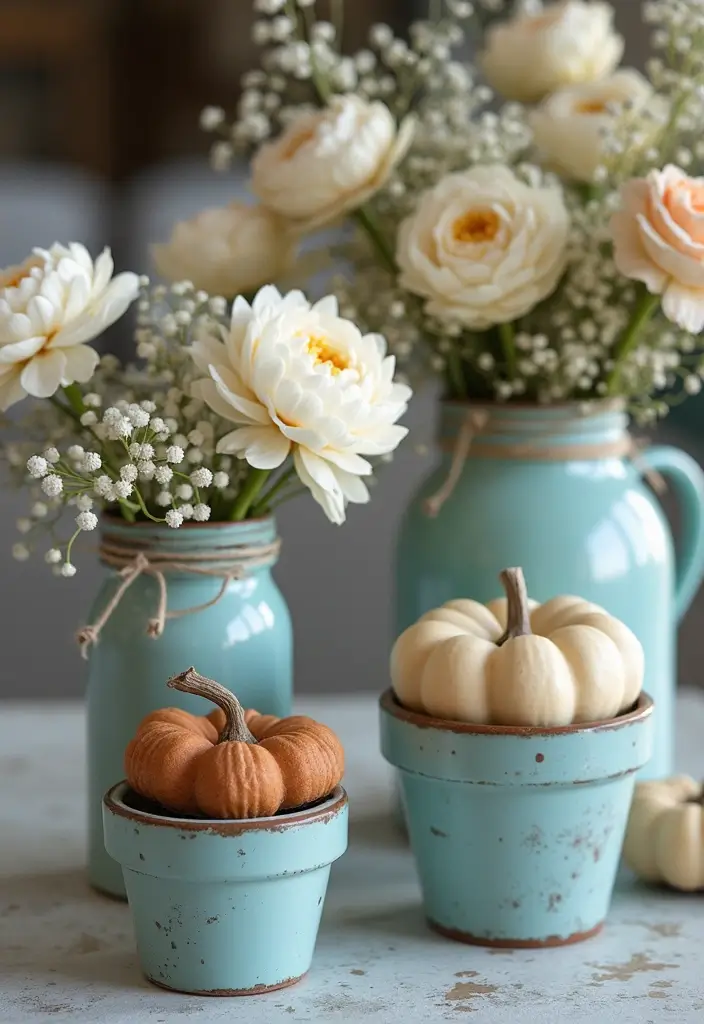 21 Dusty Blue Fall Tablescape Ideas That Will Reimagine Your Holiday Dinner - 16. Seasonal Table Favors