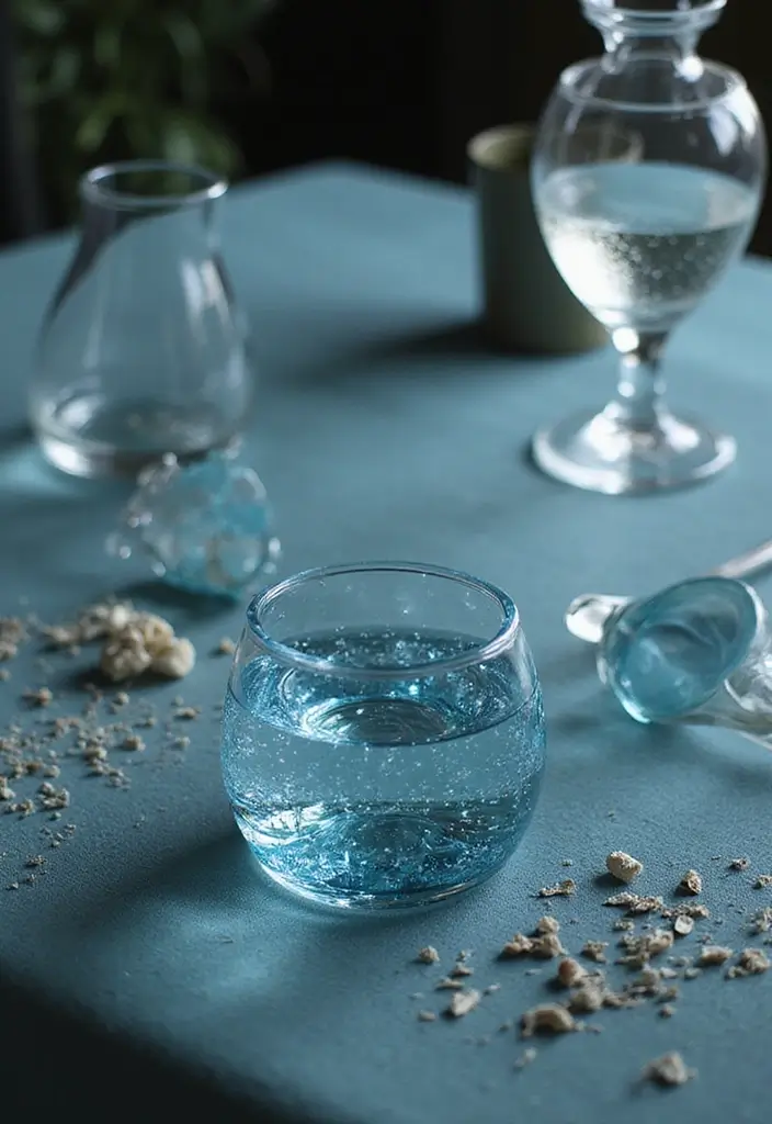 21 Dusty Blue Fall Tablescape Ideas That Will Reimagine Your Holiday Dinner - 20. Elegant Glass Accents